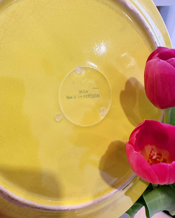 1950s Secla Majolica Yellow Cabbage Plates