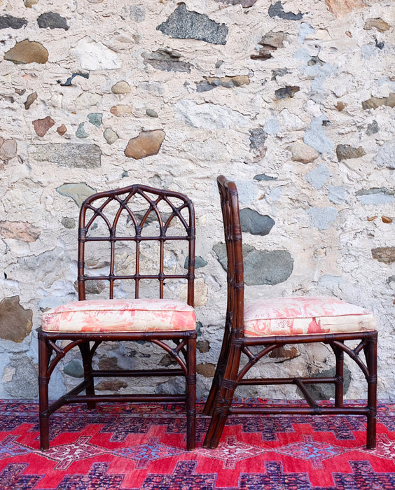 Pair of McGuire Cathedral Back Chairs