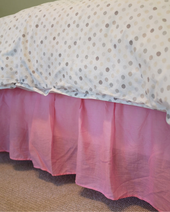 Pink and White Double Bed Skirt