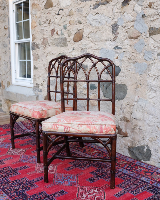 Pair of McGuire Cathedral Back Chairs