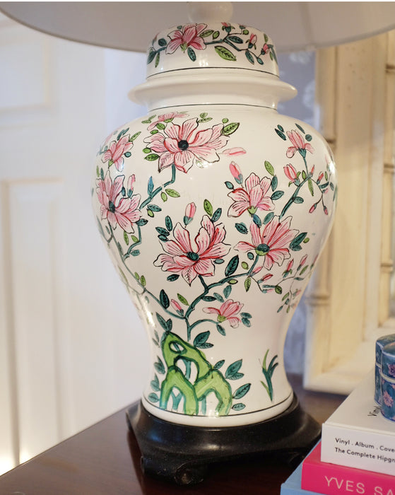 Hand Painted Floral Ginger Jar Lamp