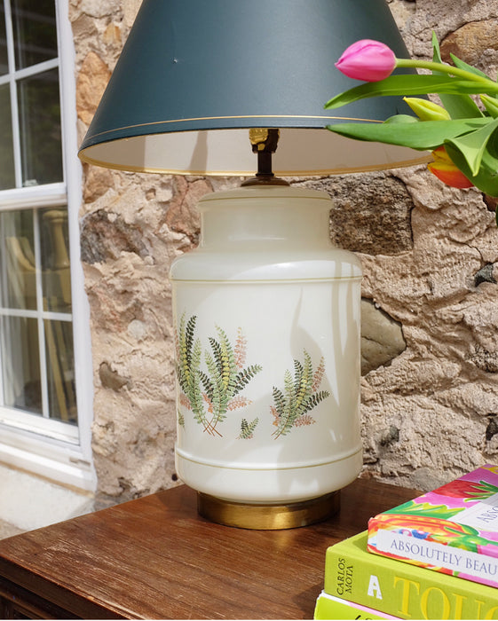 Pair of Glass Lamps with Fern Details