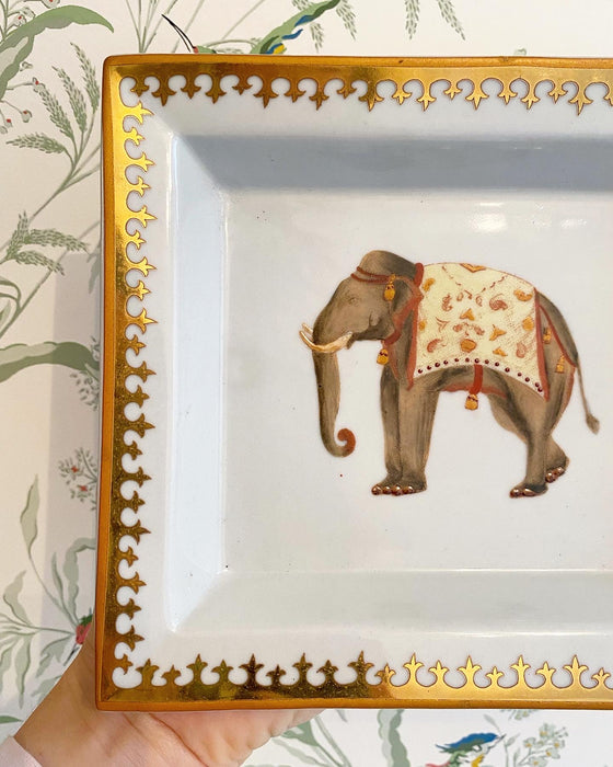 Elephant Dish with Gold Trim