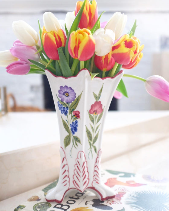 Italian Hand Painted Footed Vase