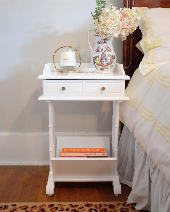 White Faux Bamboo Side Table