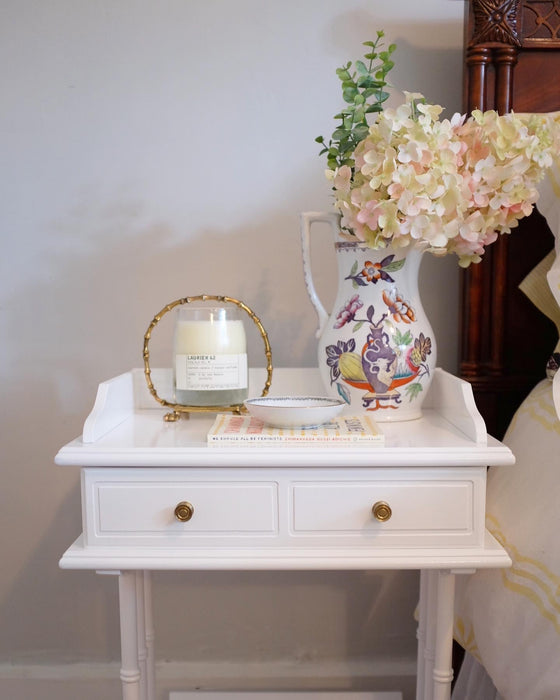 White Faux Bamboo Side Table
