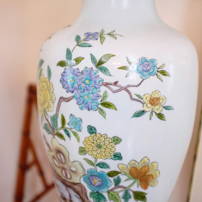 Large Floral Chinoiserie Lamp