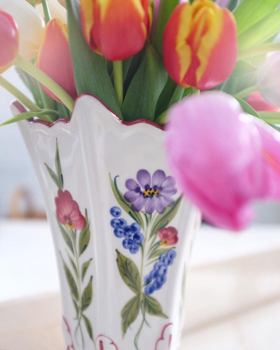 Italian Hand Painted Footed Vase