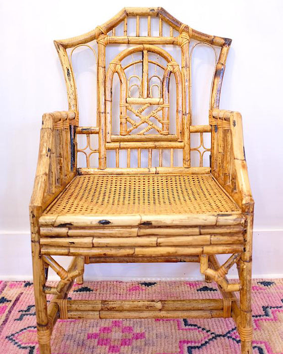 Burnt Bamboo Chinese Chippendale Chair