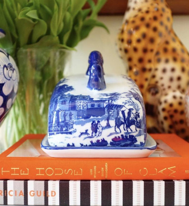 Blue and White Large Toile Cheese Cellar