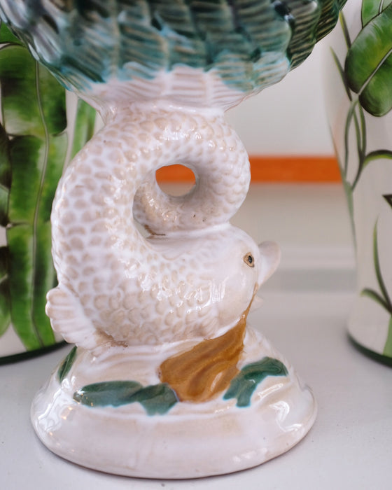 Ceramic Shell Dish on Fish Pedestal