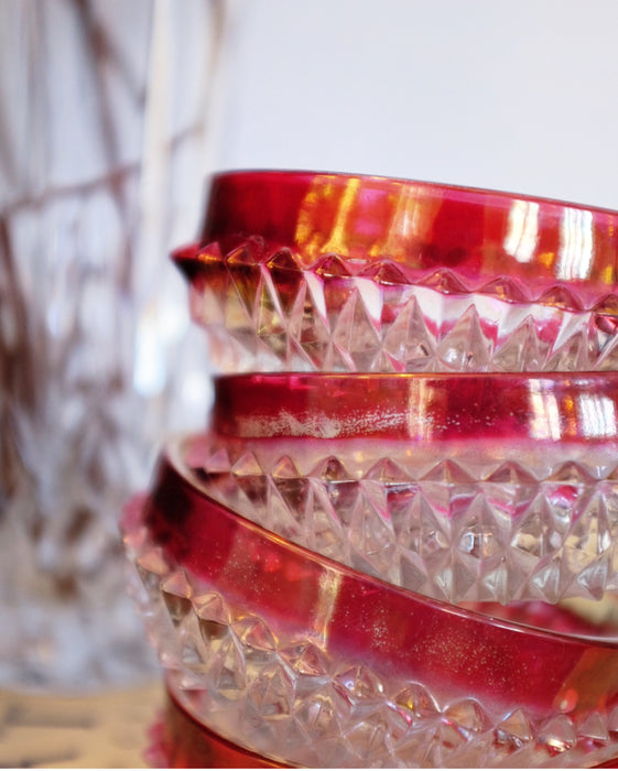 Set of 4 Cranberry Glass Bowls