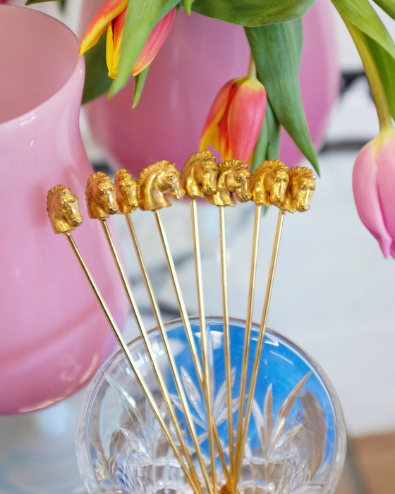 French Gold Plated Horse Head Stir Sticks