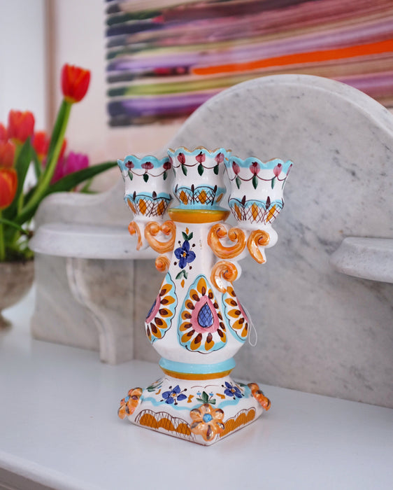Hand Painted Russian Ceramic Candlestick