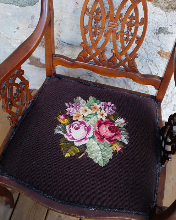Antique Chippendale Style Needlepoint Chair