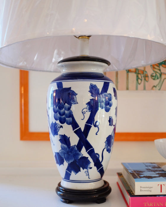 Blue and White Bamboo and Grape Leaf Lamps