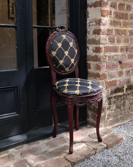 Pair of Rams Head Upholstered Small Occasional Chairs