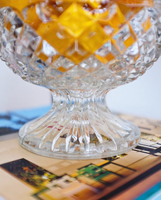 Glass Bowl on Pedestal with Silver Scallop Edge