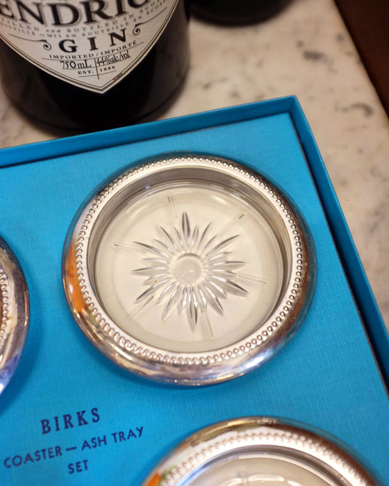 Set of 4 Birks Silver Plate Coasters in Original Box