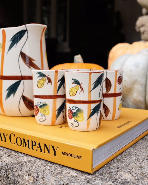 Japanese Painted Pitcher & Cups