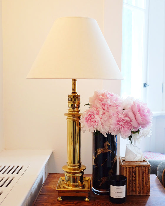 Solid Brass Lamp with Linen Shade