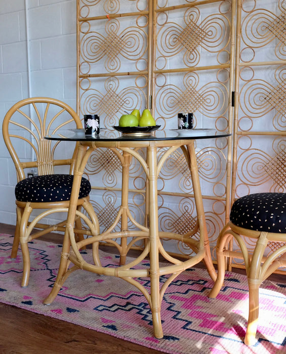 Rattan Table & Two Chairs Set