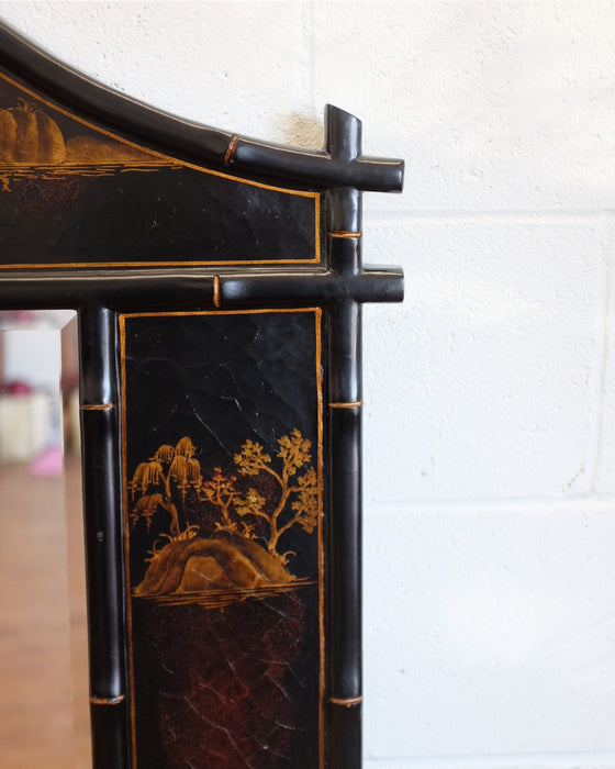 Very Large Black Chinoiserie Mirror