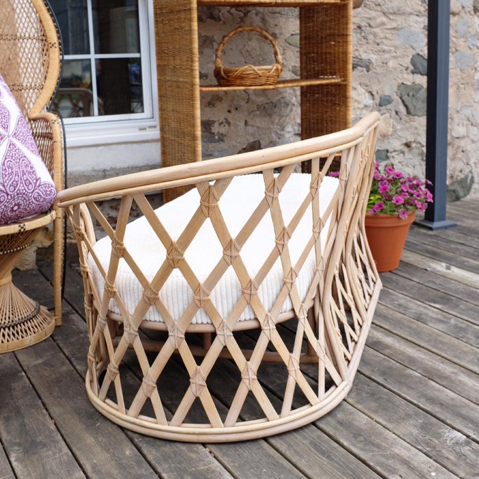 Rattan Chaise with Chenille Cushion