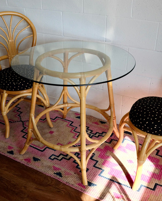 Rattan Table & Two Chairs Set