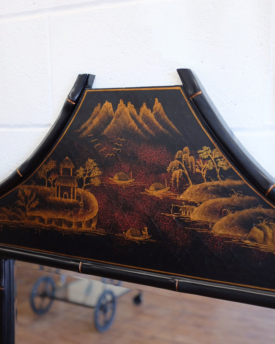 Very Large Black Chinoiserie Mirror