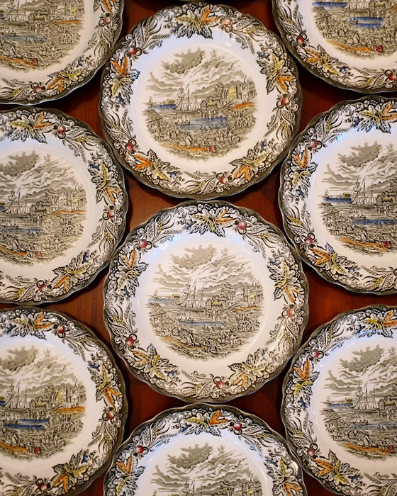 Set of 10 Staffordshire “Fish Market Toronto” Plates