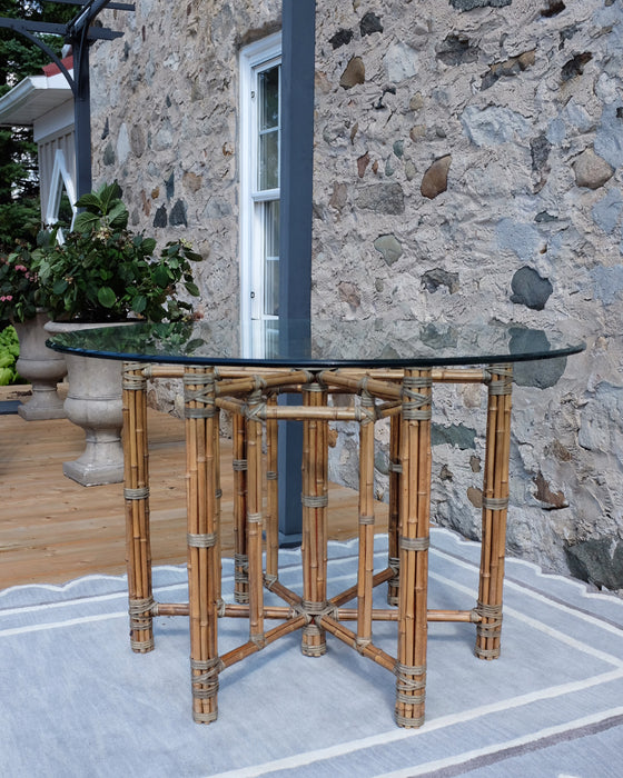 McGuire Bamboo Base Table with Glass Top