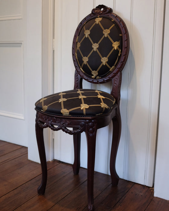 Pair of Rams Head Upholstered Small Occasional Chairs