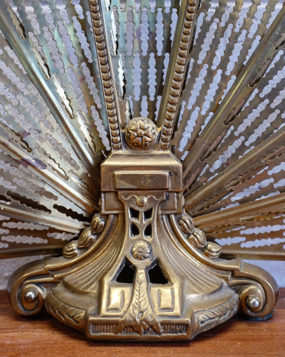 Antique Brass & Bronze Fireplace Peacock Screen