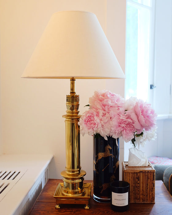 Solid Brass Lamp with Linen Shade