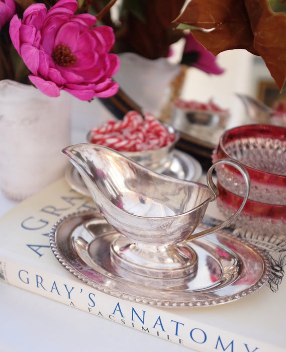 Silver Plate Gravy Boat with Saucer