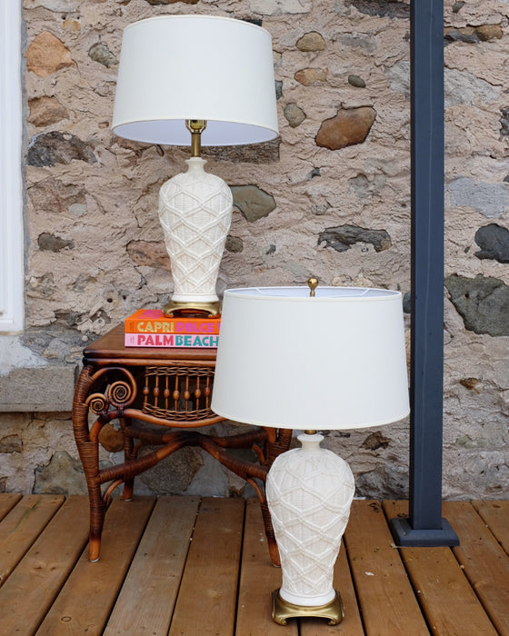 Cream & Brass Ceramic Rope Lamps