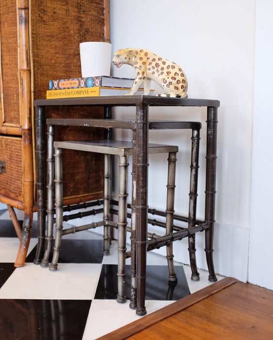 Metal Faux Bamboo Nesting Tables