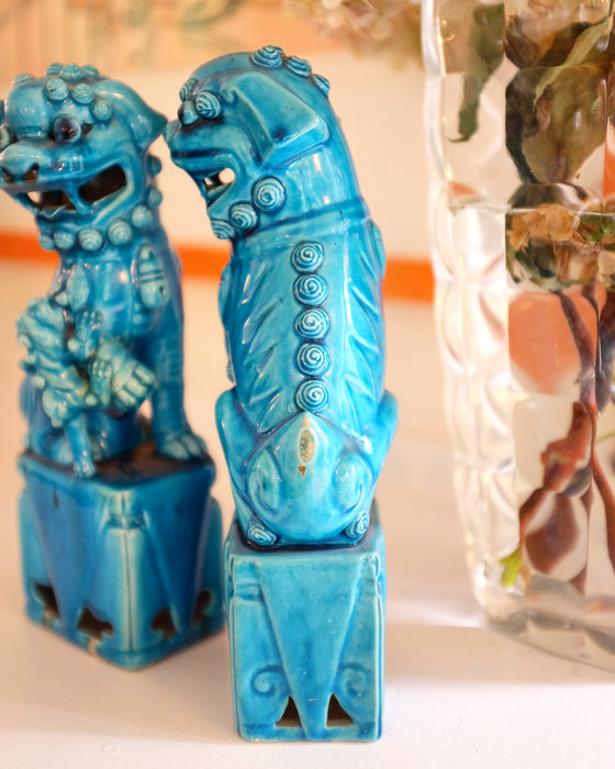 Turquoise Porcelain Glazed Foo Dogs