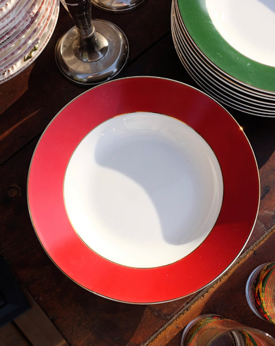 Set of 7 Red Shallow Bowls